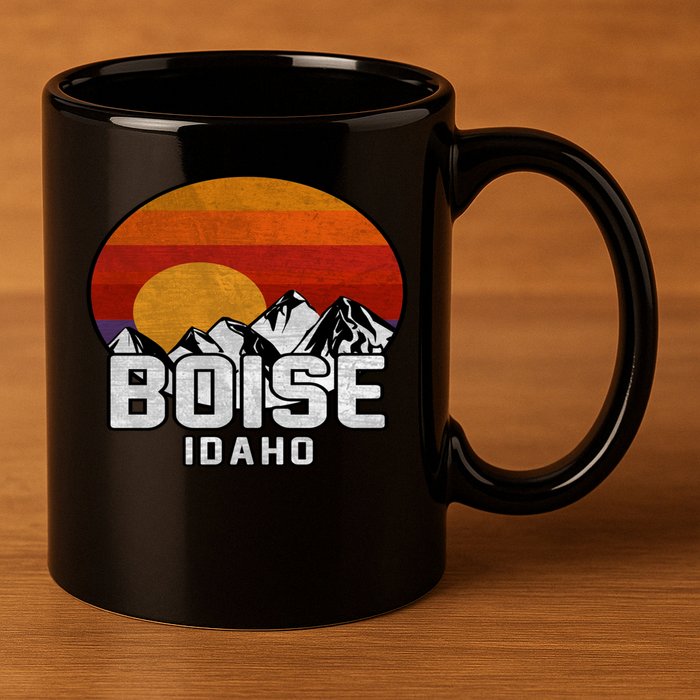 Boise Idaho Retro Mountain Sunset Gift 11oz C Handle Ceramic Mug