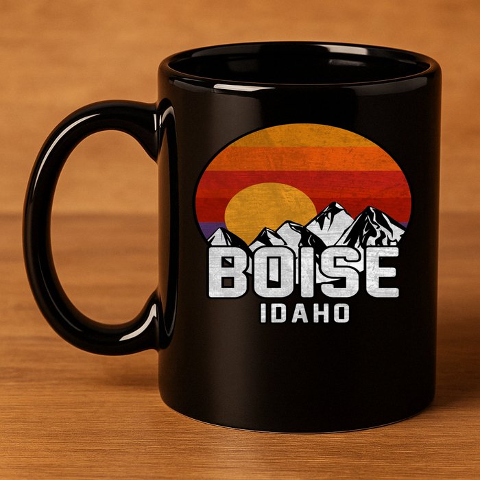 Boise Idaho Retro Mountain Sunset Gift 11oz C Handle Ceramic Mug