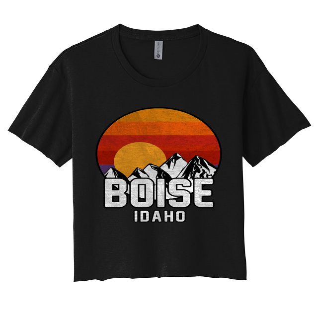 Boise Idaho Retro Mountain Sunset Gift Crop Top
