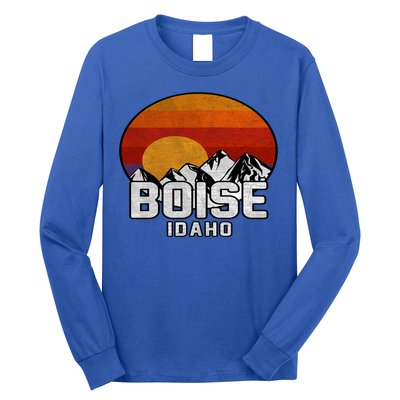 Boise Idaho Retro Mountain Sunset Gift Long Sleeve Shirt