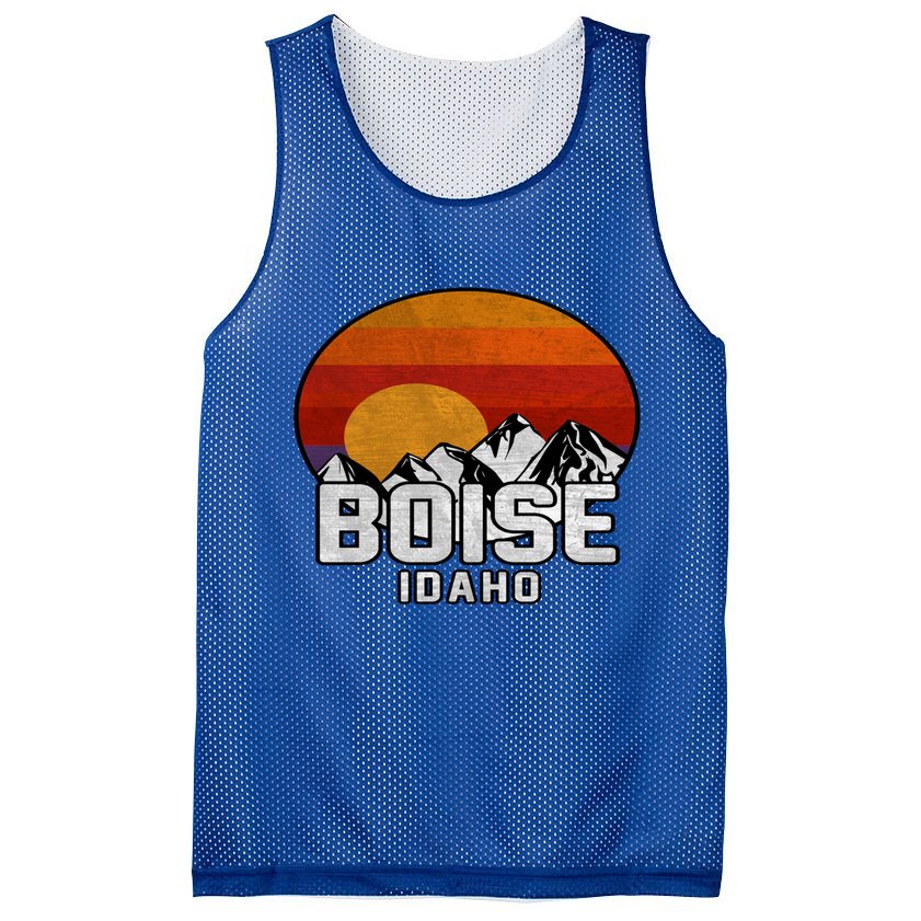 Boise Idaho Retro Mountain Sunset Gift Mesh Reversible Basketball Jersey Tank
