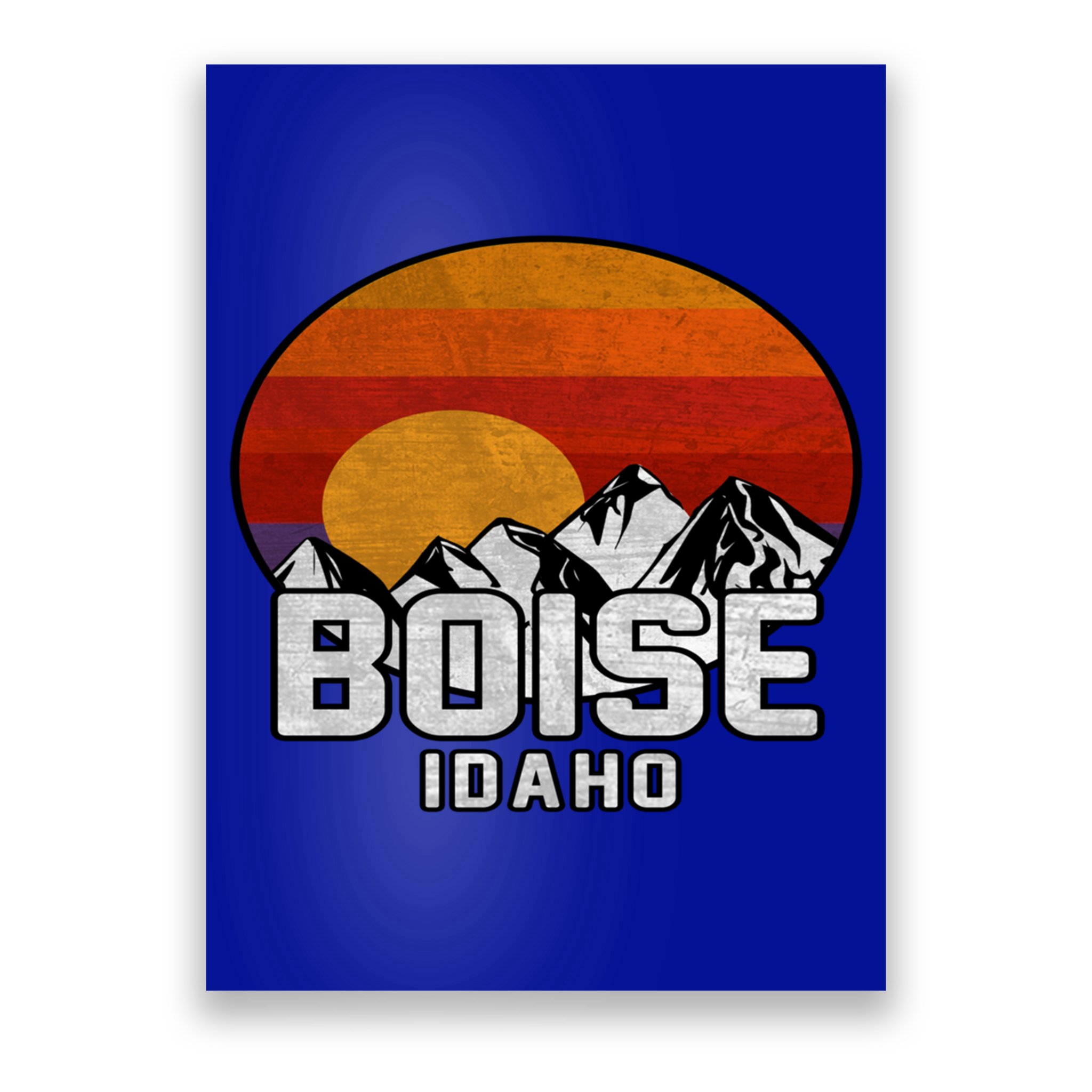 Boise Idaho Retro Mountain Sunset Gift Poster