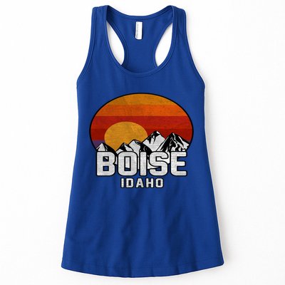 Boise Idaho Retro Mountain Sunset Gift Womens Tank Top