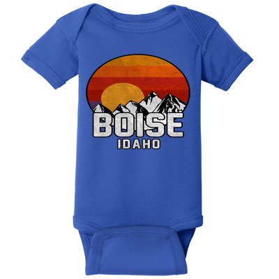 Boise Idaho Retro Mountain Sunset Gift Baby Bodysuit