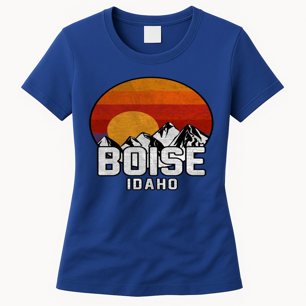 Boise Idaho Retro Mountain Sunset Gift Womens T-Shirt