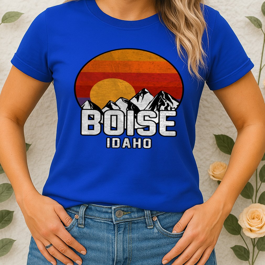 Boise Idaho Retro Mountain Sunset Gift Womens T-Shirt