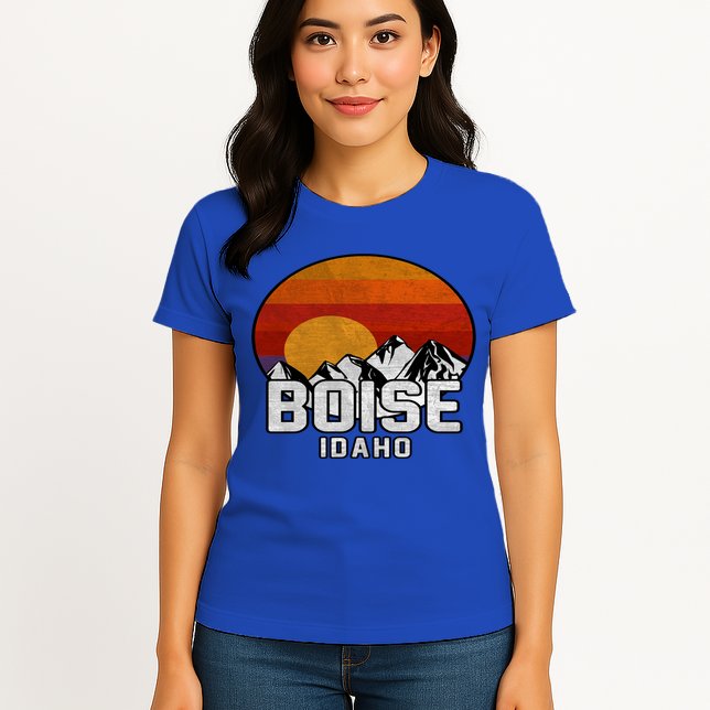 Boise Idaho Retro Mountain Sunset Gift Womens T-Shirt