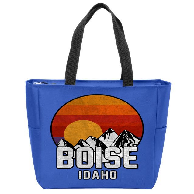Boise Idaho Retro Mountain Sunset Gift Zip Tote Bag