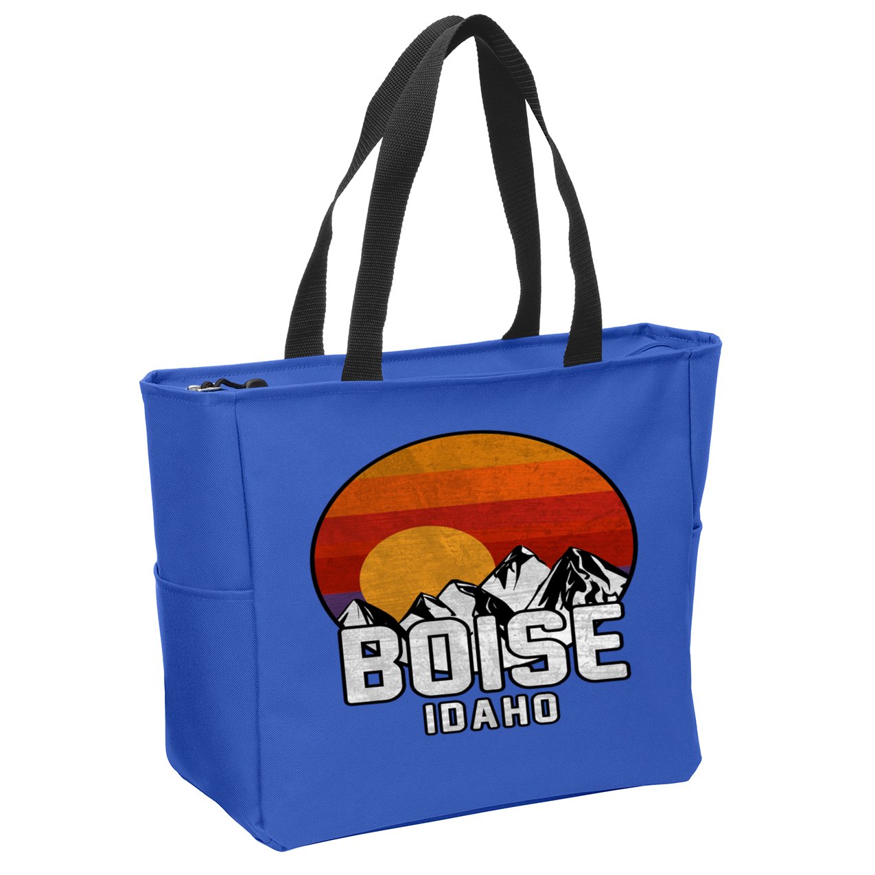 Boise Idaho Retro Mountain Sunset Gift Zip Tote Bag
