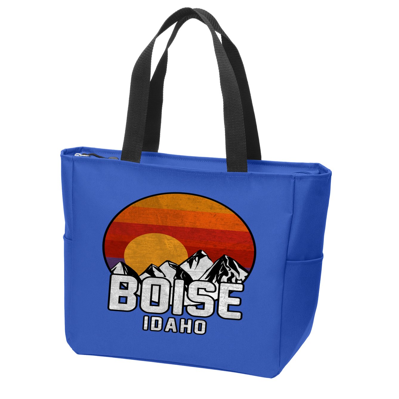 Boise Idaho Retro Mountain Sunset Gift Zip Tote Bag