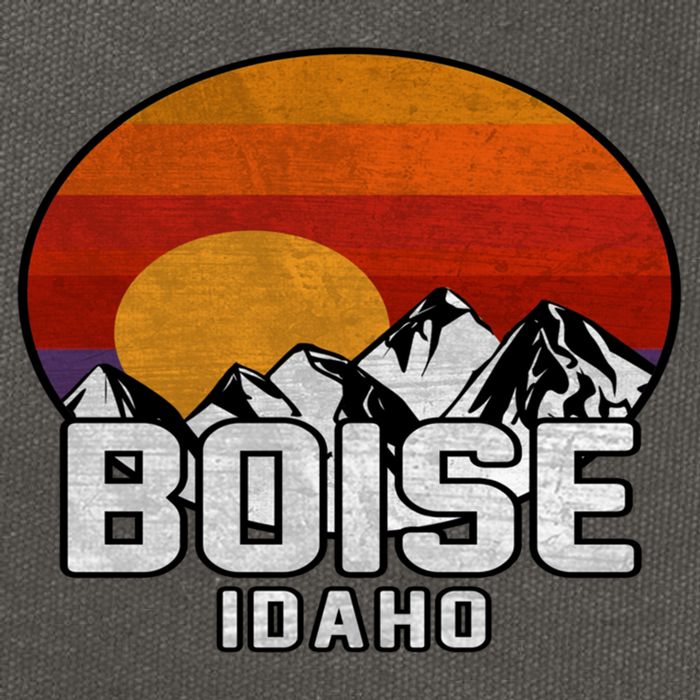 Boise Idaho Retro Mountain Sunset Gift Cotton Canvas Backpack