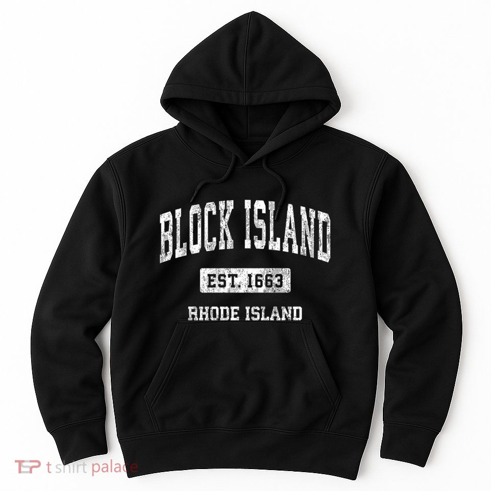 Block Island Rhode Island Ri Vintage Athletic Sports Hoodie