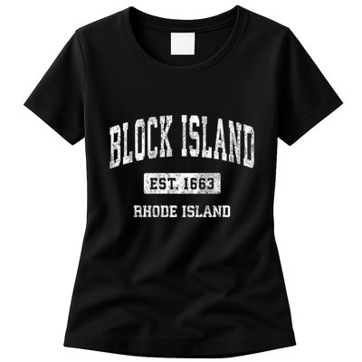 Block Island Rhode Island Ri Vintage Athletic Sports Womens T-Shirt