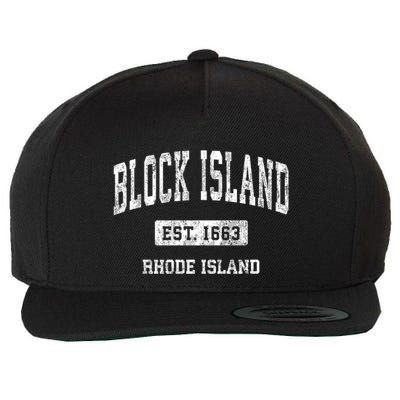 Block Island Rhode Island Ri Vintage Athletic Sports Wool Snapback Cap
