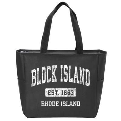 Block Island Rhode Island Ri Vintage Athletic Sports Zip Tote Bag