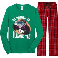 Bruh ID Rather Be Playing Tag Monkey Video Game Gorilla Long Sleeve Pajama Set