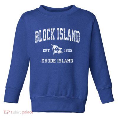 Block Island Ri Vintage Nautical Boat Anchor Flag Sports Gift Toddler Sweatshirt