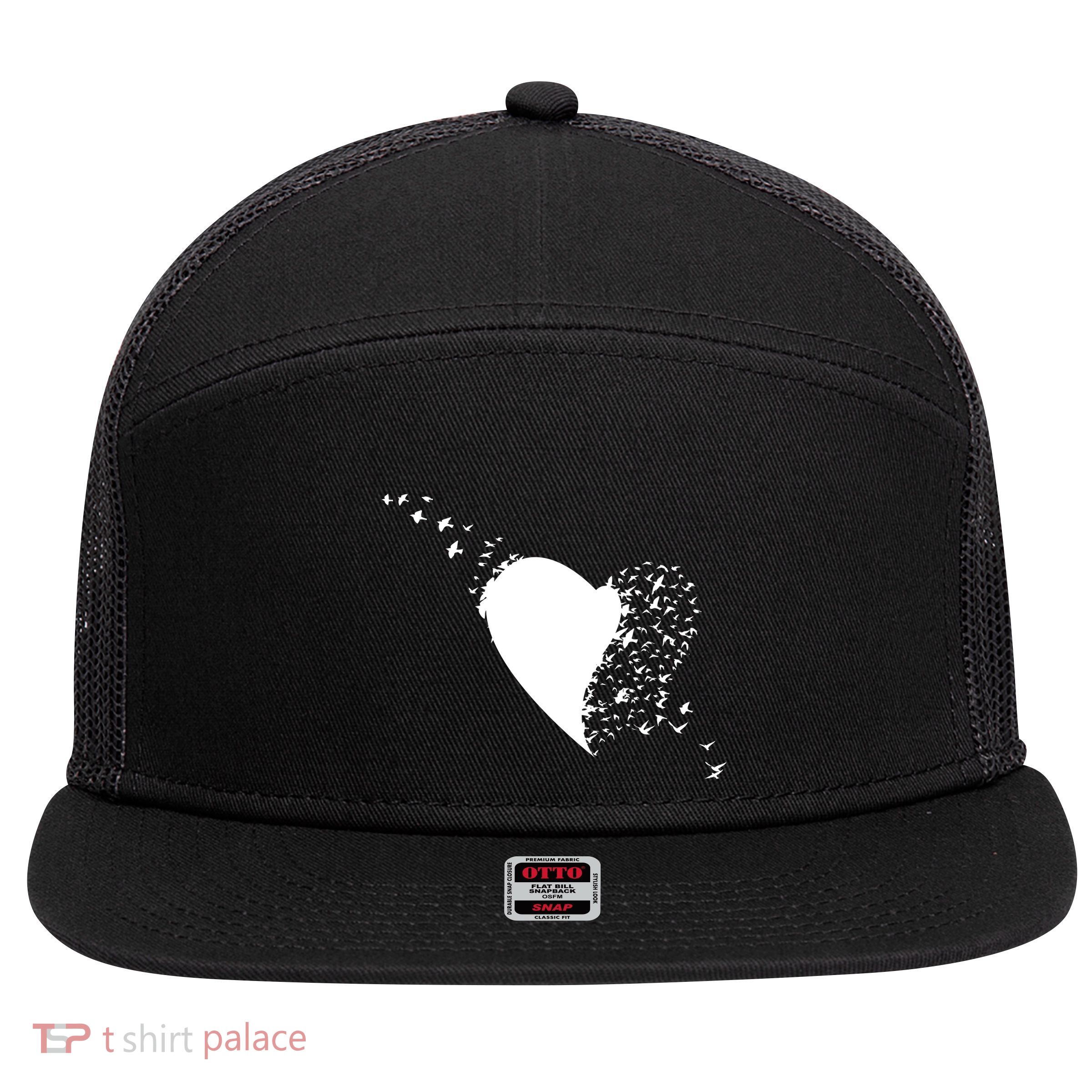 Bird Flocking Heart 7 Panel Mesh Trucker Snapback Hat