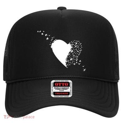 Bird Flocking Heart High Crown Mesh Back Trucker Hat