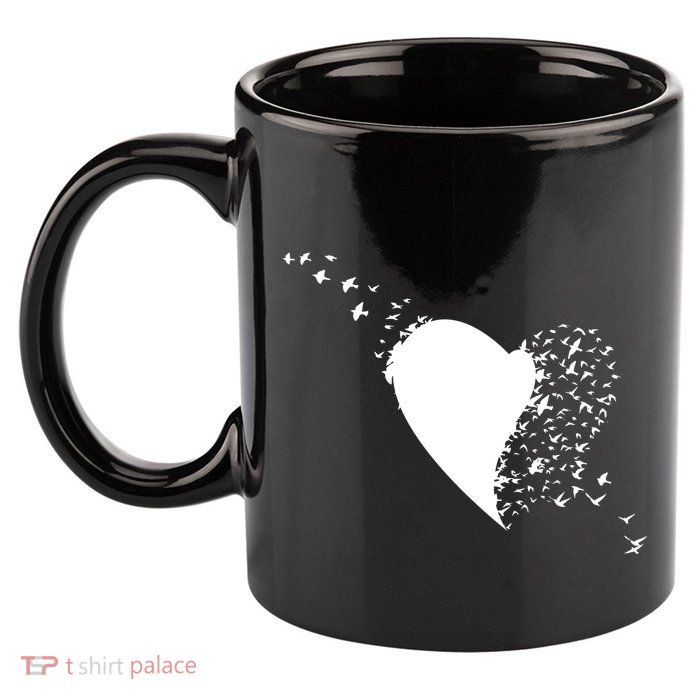 Bird Flocking Heart 11oz C Handle Ceramic Mug