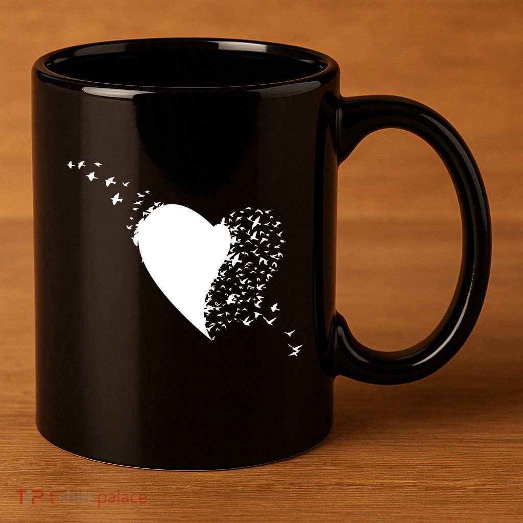 Bird Flocking Heart 11oz C Handle Ceramic Mug