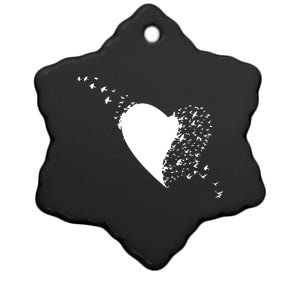 Bird Flocking Heart Ceramic Star Ornament