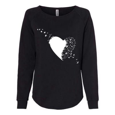 Bird Flocking Heart Womens California Wash Sweatshirt