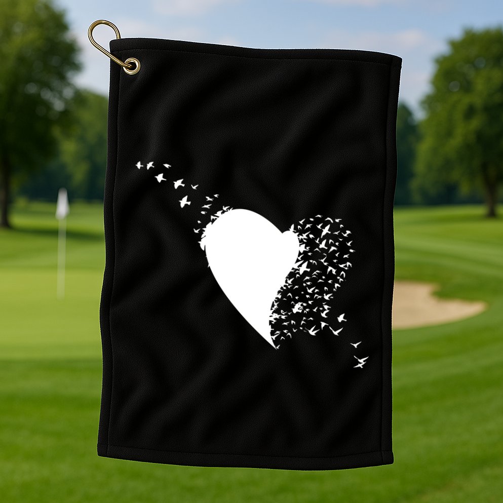 Bird Flocking Heart Golf Towel