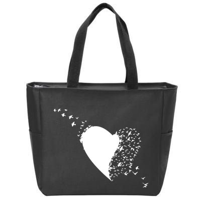 Bird Flocking Heart Zip Tote Bag