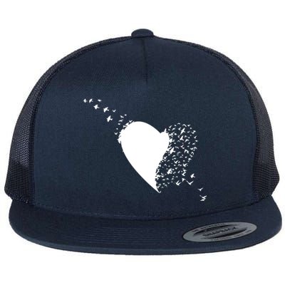 Bird Flocking Heart Flat Bill Trucker Hat