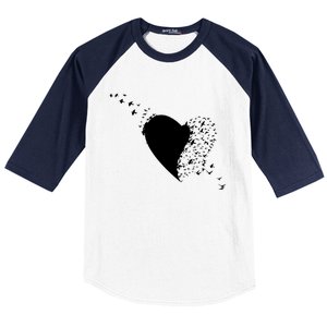 Bird Flocking Heart Baseball Sleeve Shirt