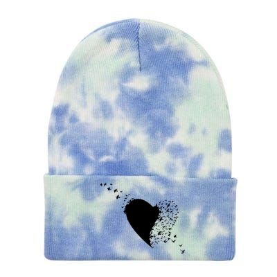 Bird Flocking Heart Tie Dye 12in Knit Beanie