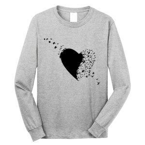 Bird Flocking Heart Long Sleeve Shirt