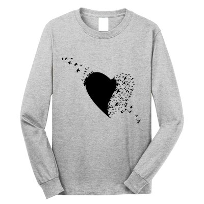 Bird Flocking Heart Long Sleeve Shirt