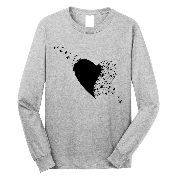 Bird Flocking Heart Long Sleeve Shirt