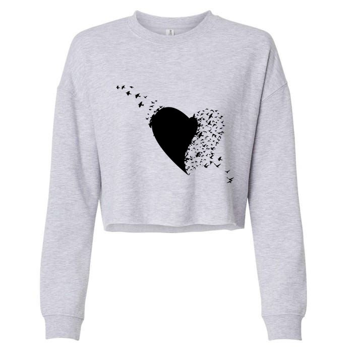 Bird Flocking Heart Cropped Pullover Crew