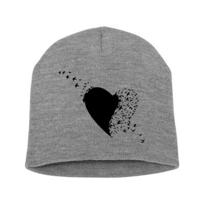 Bird Flocking Heart Short Acrylic Beanie