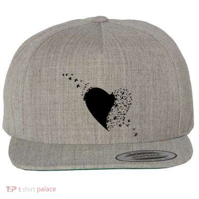 Bird Flocking Heart Wool Snapback Cap