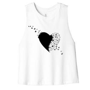 Bird Flocking Heart Women's Racerback Cropped Tank