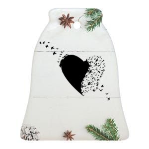 Bird Flocking Heart Ceramic Bell Ornament