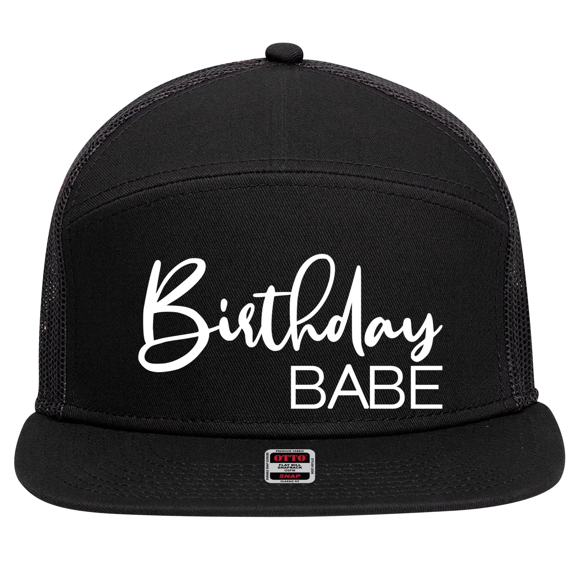 Birthday Babe 7 Panel Mesh Trucker Snapback Hat