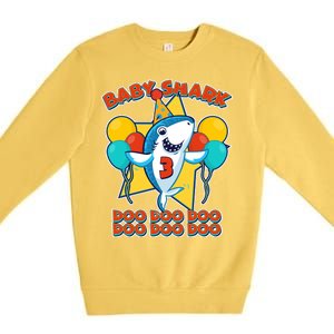 Birthday Baby Shark Doo Age 3 Premium Crewneck Sweatshirt