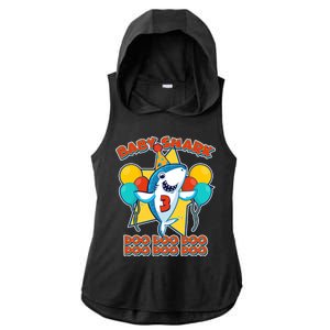 Birthday Baby Shark Doo Age 3 Ladies PosiCharge Tri-Blend Wicking Draft Hoodie Tank