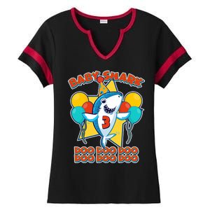 Birthday Baby Shark Doo Age 3 Ladies Halftime Notch Neck Tee