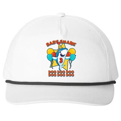 Birthday Baby Shark Doo Age 3 Snapback Five-Panel Rope Hat