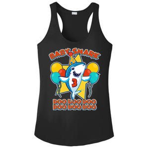 Birthday Baby Shark Doo Age 3 Ladies PosiCharge Competitor Racerback Tank