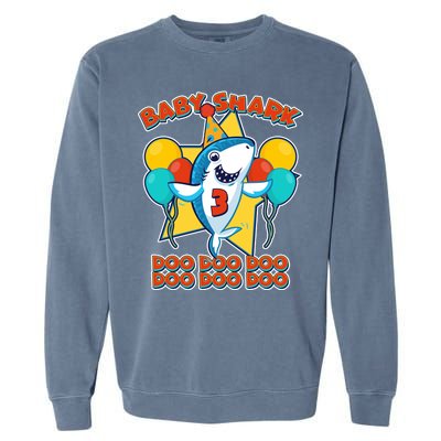 Birthday Baby Shark Doo Age 3 Garment-Dyed Sweatshirt