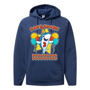 Birthday Baby Shark Doo Age 3 Performance Fleece Hoodie