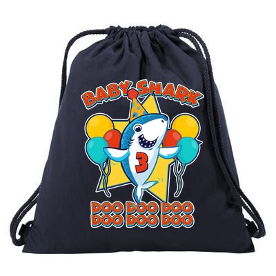 Birthday Baby Shark Doo Age 3 Drawstring Bag