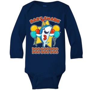 Birthday Baby Shark Doo Age 3 Baby Long Sleeve Bodysuit